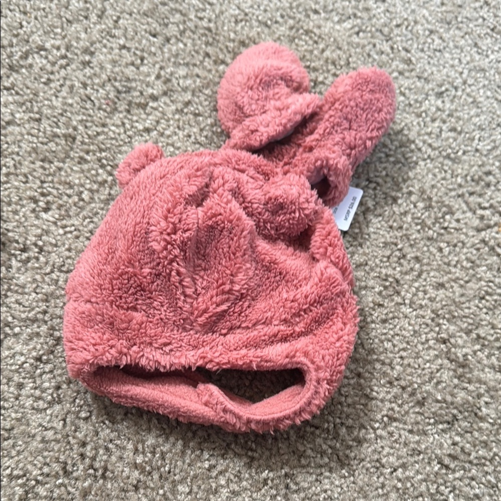 Pink Kids Fuzzy Hat + mittens